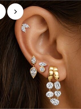 NWT Meira T Lab Grown 14k Two Marquise Cut Diamond Studs